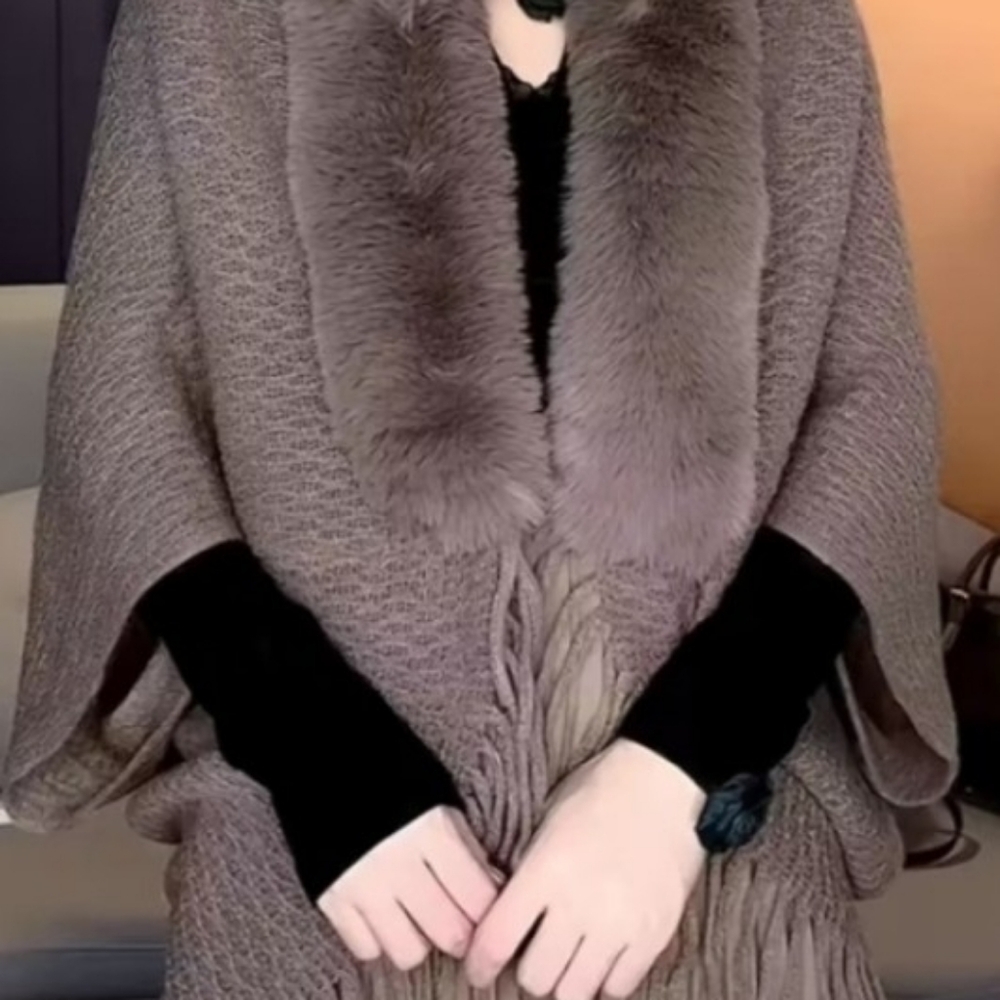 Shawl Sweater Type with faux fur trim
